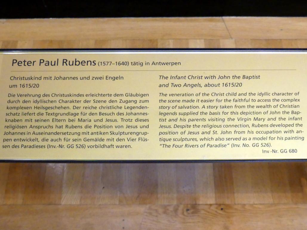 Peter Paul Rubens (1598–1640), Christuskind mit Johannes und zwei Engeln, Wien, Kunsthistorisches Museum, Saal XIV, um 1615–1620, Bild 2/2