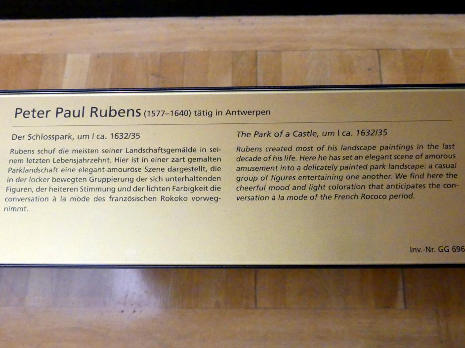 Peter Paul Rubens (1598–1640), Der Schlosspark, Wien, Kunsthistorisches Museum, Saal XIII, um 1632–1635, Bild 2/2