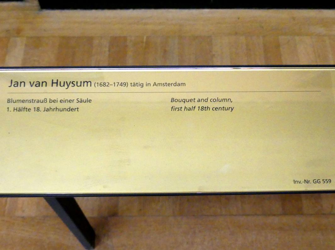 Jan van Huysum (1705–1730), Blumenstrauß bei einer Säule, Wien, Kunsthistorisches Museum, Saal XII, 1. Hälfte 18. Jhd., Bild 2/2
