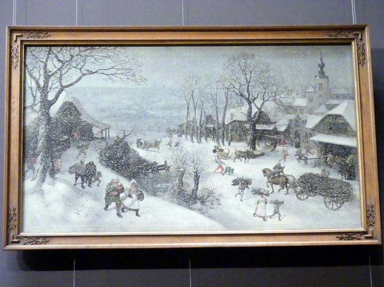 Lucas van Valckenborch (1556–1595), Winterlandschaft (Januar oder Februar), Wien, Kunsthistorisches Museum, Saal XI, 1586, Bild 1/2