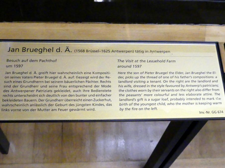 Jan Brueghel der Ältere (Samtbrueghel, Blumenbrueghel) (1593–1621), Besuch auf dem Pachthof, Wien, Kunsthistorisches Museum, Saal X, um 1597, Bild 2/2