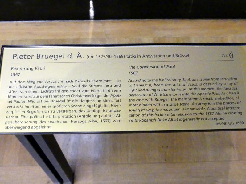 Pieter Brueghel der Ältere (Bauernbrueghel) (1559–1568), Bekehrung Pauli, Wien, Kunsthistorisches Museum, Saal X, 1567, Bild 2/2