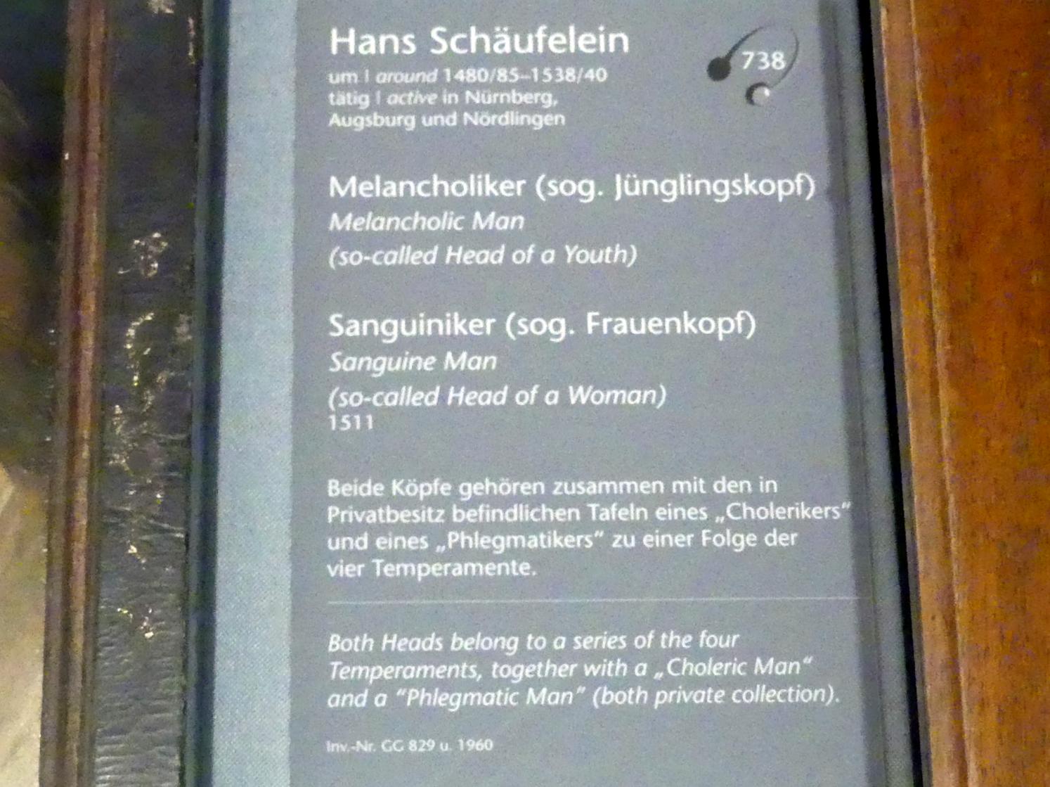 Hans Schäufelein (1503–1531), Melancholiker (sog. Jünglingskopf), Wien, Kunsthistorisches Museum, Kabinett 14, 1511, Bild 2/2