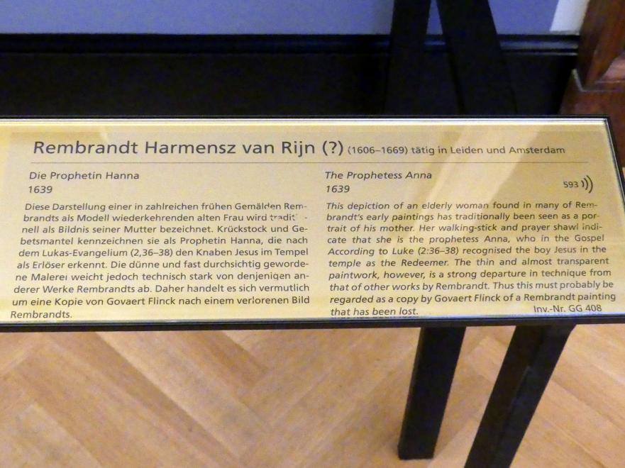 Rembrandt (Rembrandt Harmenszoon van Rijn) (1627–1669), Die Prophetin Hanna, Wien, Kunsthistorisches Museum, Kabinett 18, 1639, Bild 2/2