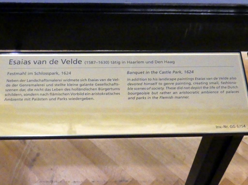 Esaias van de Velde (1600–1629), Festmahl im Schlosspark, Wien, Kunsthistorisches Museum, Kabinett 20, 1624, Bild 2/2