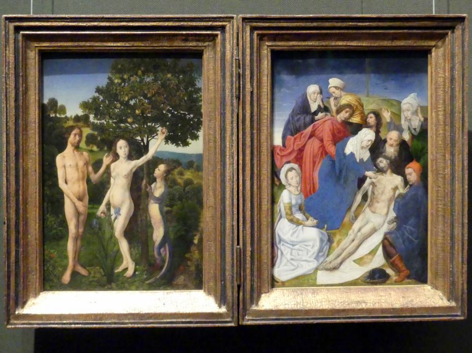 Hugo van der Goes (1470–1482), Diptychon mit Sündenfall und Erlösung, Wien, Kunsthistorisches Museum, Kabinett 21, um 1470–1475