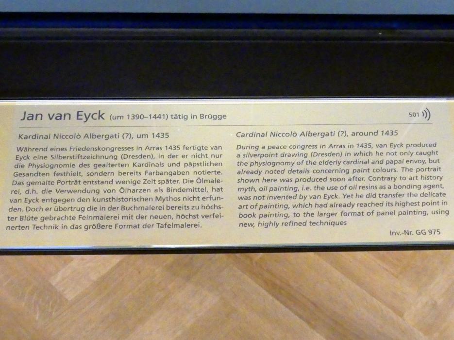Jan van Eyck (1430–1441), Kardinal Niccolò Albergati (?), Wien, Kunsthistorisches Museum, Kabinett 22, um 1435, Bild 2/2