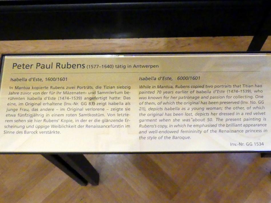 Peter Paul Rubens (1598–1640), Isabella d'Este, Wien, Kunsthistorisches Museum, Kabinett 23, 1600–1601, Bild 2/2