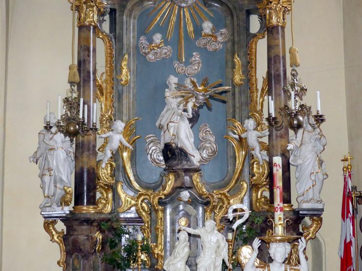 Johann Peter Wagner (1755–1797), Rechter Seitenaltar, Gerolzhofen, Stadtpfarrkirche Heilige Maria vom Rosenkranz und Heilige Regiswindis, vor 1783, Bild 2/2
