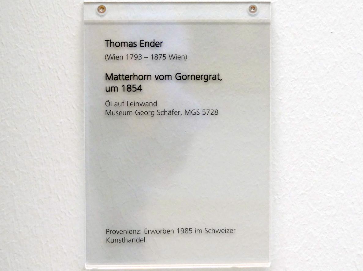 Thomas Ender (1830–1858), Matterhorn vom Gornergrat, Schweinfurt, Museum Georg Schäfer, Saal 17, um 1854, Bild 2/2