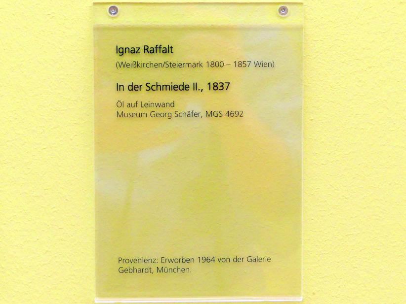 Ignaz Raffalt (1837), In der Schmiede II., Schweinfurt, Museum Georg Schäfer, Saal 4, 1837, Bild 2/2