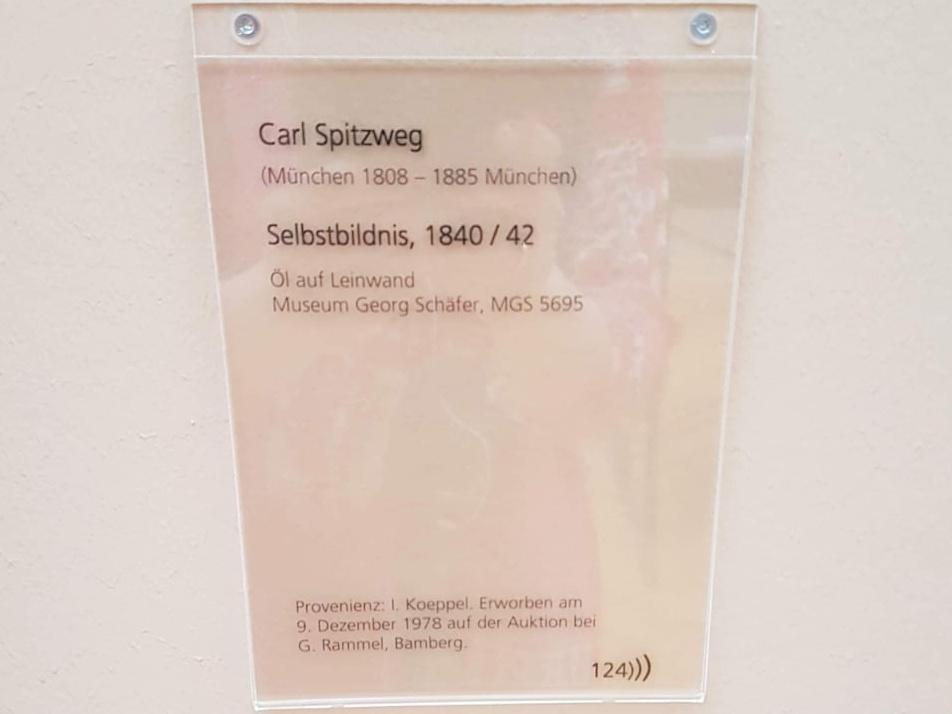 Carl Spitzweg (1835–1880), Selbstbildnis, Schweinfurt, Museum Georg Schäfer, Saal 5, um 1840–1842, Bild 2/2