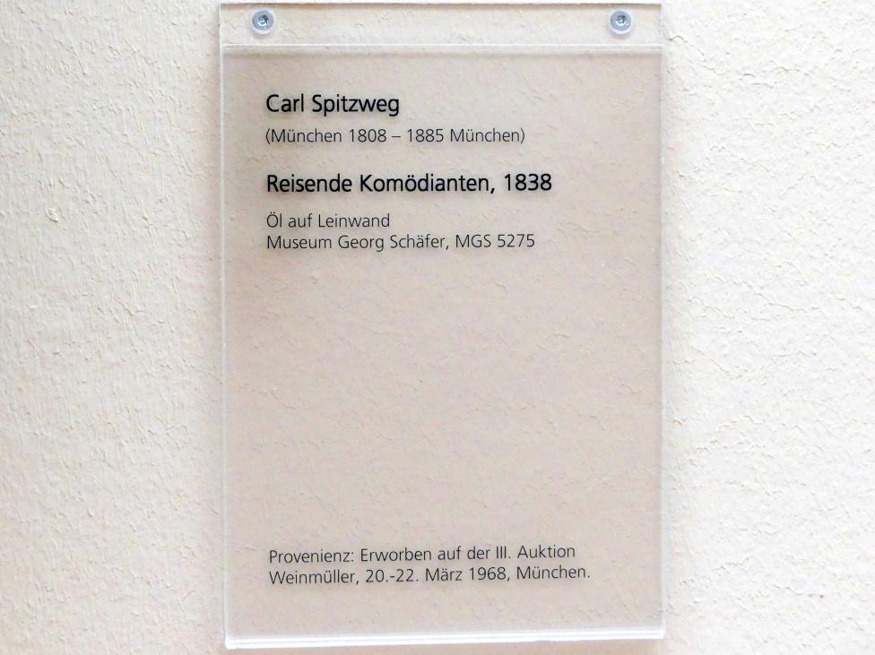 Carl Spitzweg (1835–1880), Reisende Komödianten, Schweinfurt, Museum Georg Schäfer, Saal 5, 1838, Bild 2/2