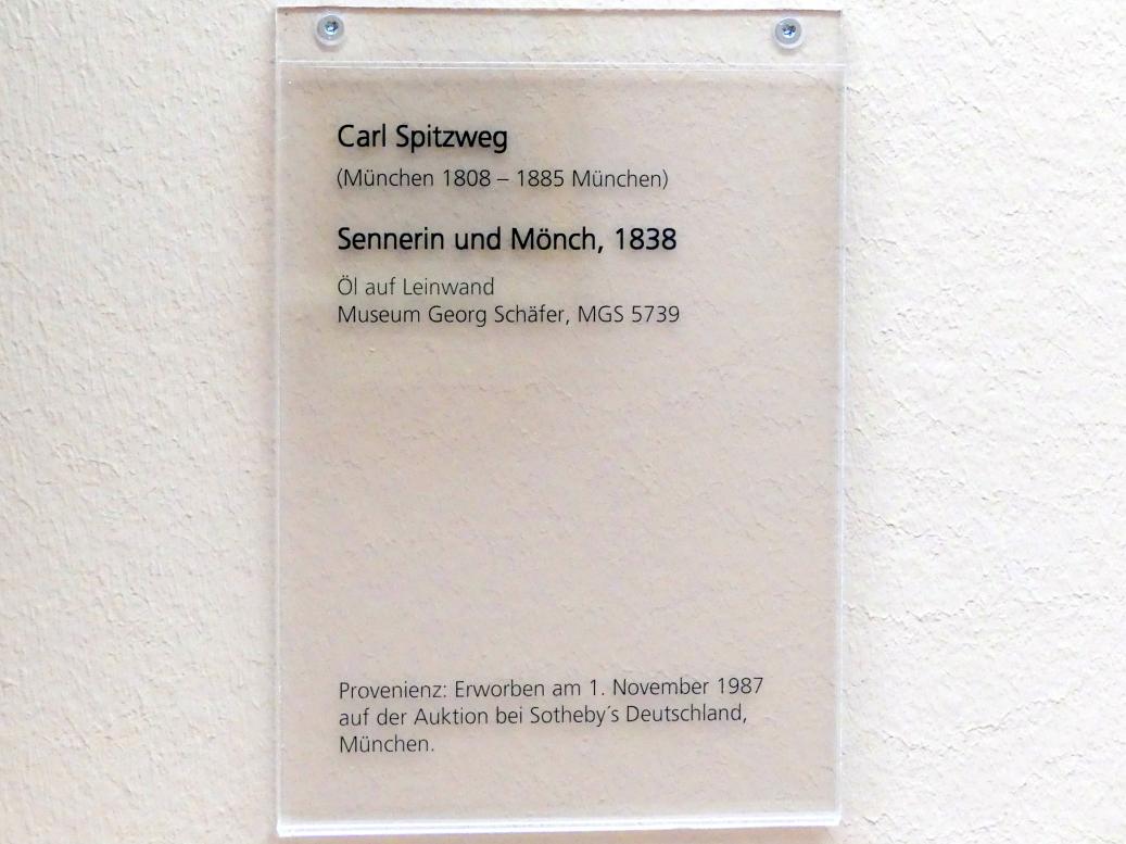 Carl Spitzweg (1835–1880), Sennerin und Mönch, Schweinfurt, Museum Georg Schäfer, Saal 5, 1838, Bild 2/2