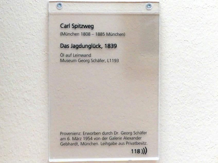 Carl Spitzweg (1835–1880), Das Jagdunglück, Schweinfurt, Museum Georg Schäfer, Saal 5, 1839, Bild 2/2