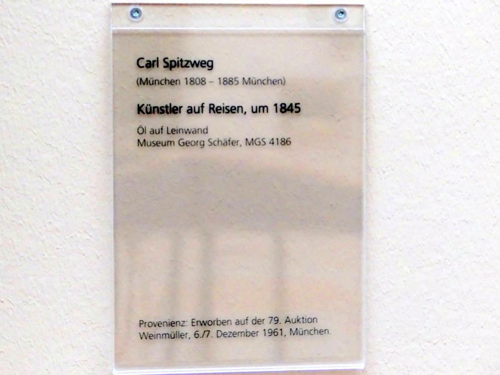 Carl Spitzweg (1835–1880), Künstler auf Reisen, Schweinfurt, Museum Georg Schäfer, Saal 5, um 1845, Bild 2/2