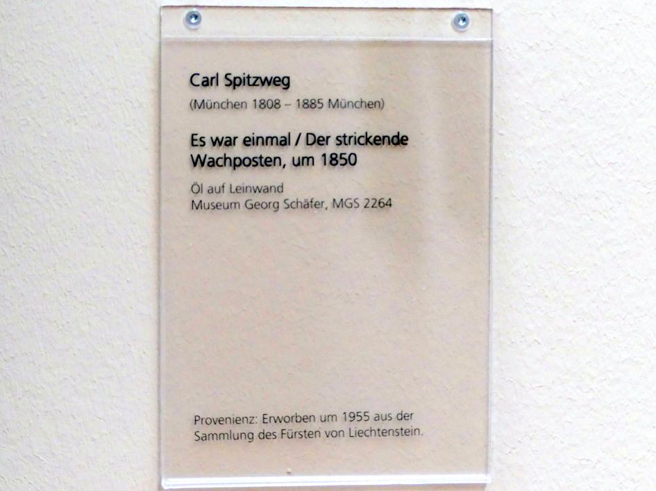 Carl Spitzweg (1835–1880), Es war einmal / Der strickende Wachposten, Schweinfurt, Museum Georg Schäfer, Saal 5, um 1850, Bild 2/2