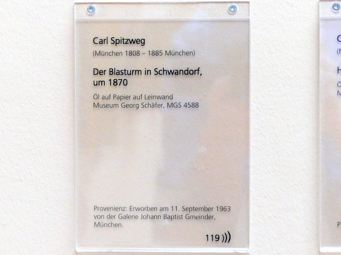 Carl Spitzweg (1835–1880), Der Blasturm in Schwandorf, Schweinfurt, Museum Georg Schäfer, Saal 5, um 1870, Bild 2/2