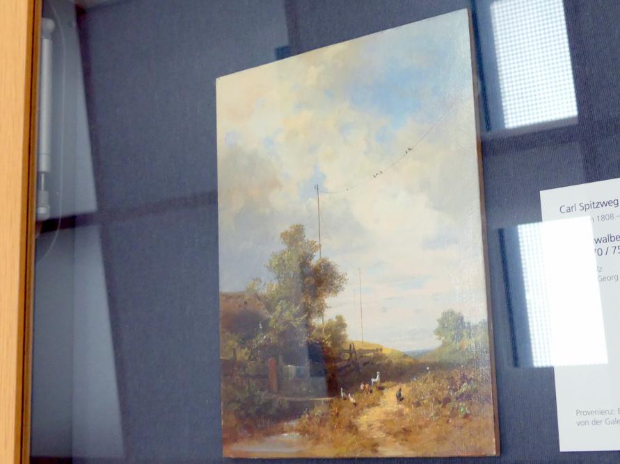 Carl Spitzweg (1835–1880), Die Schwalben / Telegraph, Schweinfurt, Museum Georg Schäfer, Saal 5, um 1870–1875, Bild 2/3