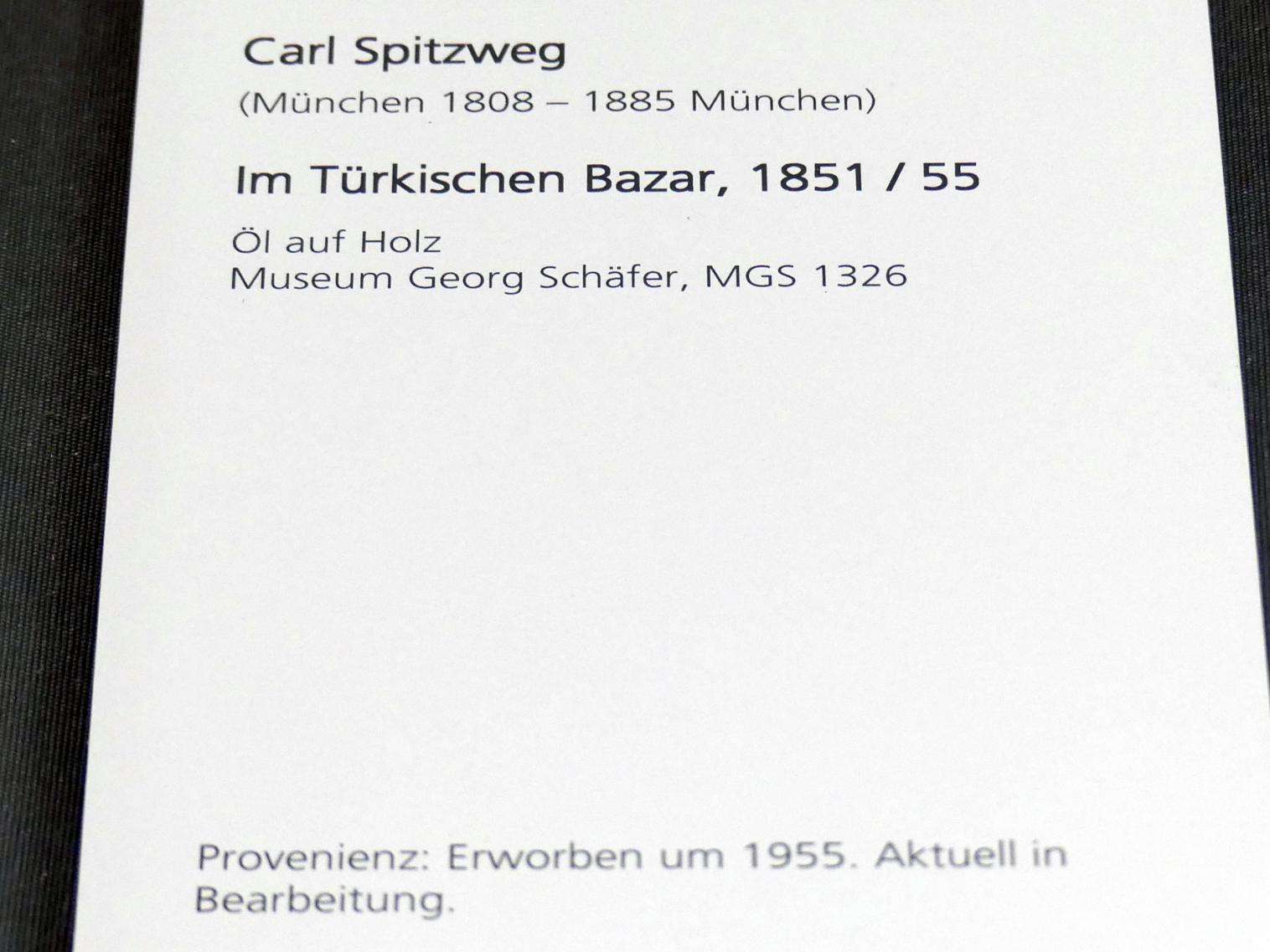 Carl Spitzweg (1835–1880), Im Türkischen Bazar, Schweinfurt, Museum Georg Schäfer, Saal 5, um 1851–1855, Bild 2/2