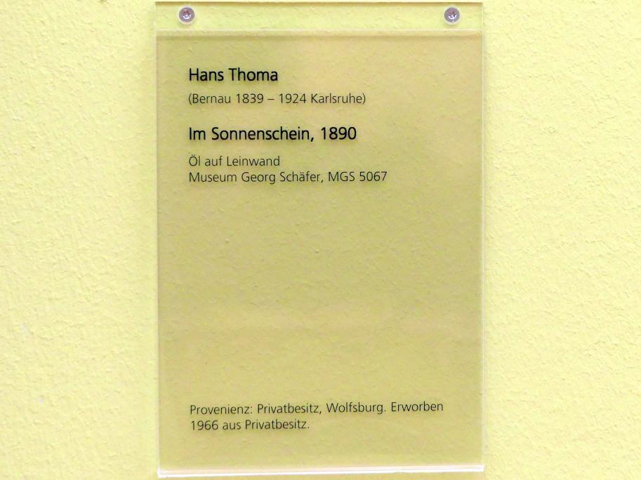 Hans Thoma (1860–1912), Im Sonnenschein, Schweinfurt, Museum Georg Schäfer, Saal 6, 1890, Bild 2/2