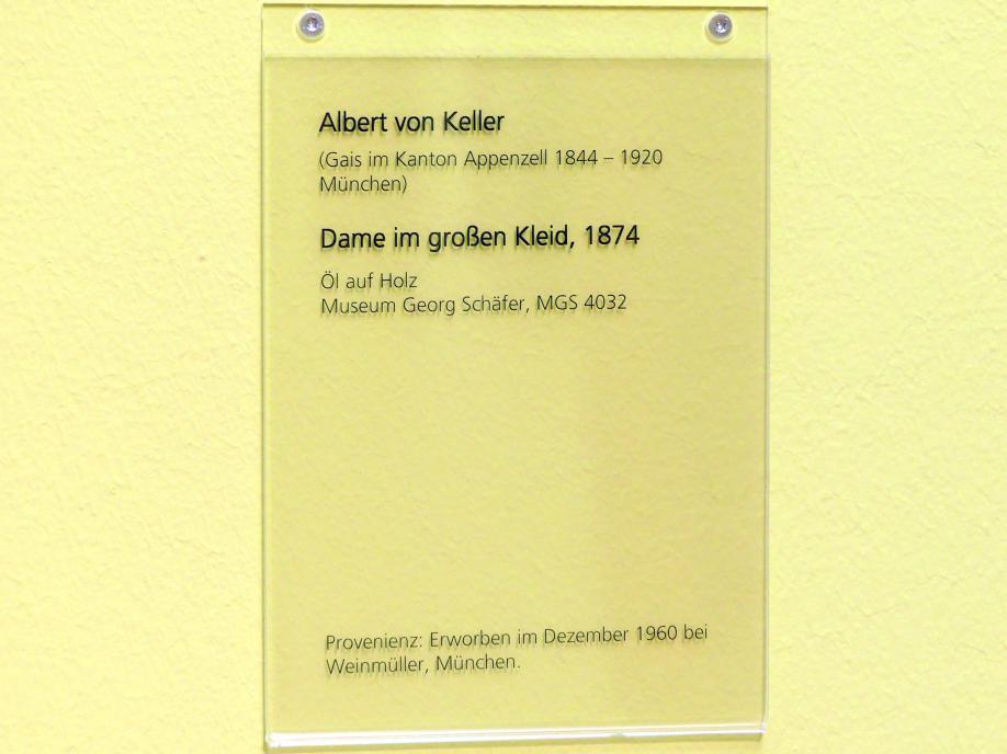 Albert von Keller (1874–1892), Dame im großen Kleid, Schweinfurt, Museum Georg Schäfer, Saal 7, 1874, Bild 2/2