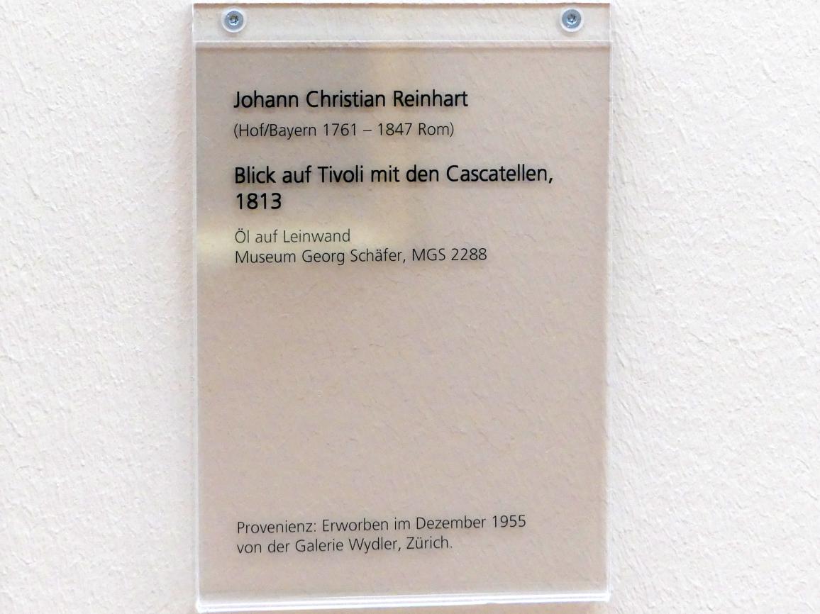 Johann Christian Reinhart (1785–1846), Blick auf Tivoli mit den Cascatellen, Schweinfurt, Museum Georg Schäfer, Saal 10, 1813, Bild 2/2