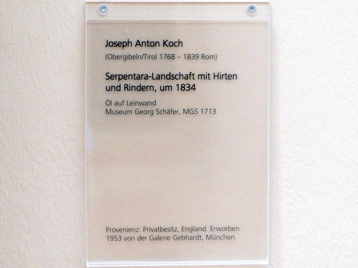 Joseph Anton Koch (1796–1835), Serpentara-Landschaft mit Hirten und Rindern, Schweinfurt, Museum Georg Schäfer, Saal 10, um 1834, Bild 2/2