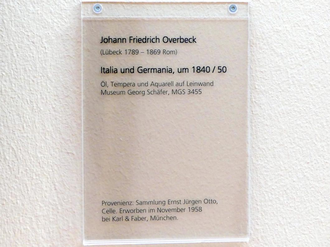 Friedrich Overbeck (1808–1867), Italia und Germania, Schweinfurt, Museum Georg Schäfer, Saal 12, um 1840–1850, Bild 2/2
