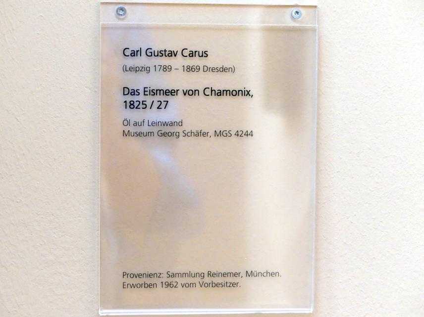 Carl Gustav Carus (1819–1845), Das Eismeer von Chamonix, Schweinfurt, Museum Georg Schäfer, Saal 14, um 1825–1827, Bild 2/2