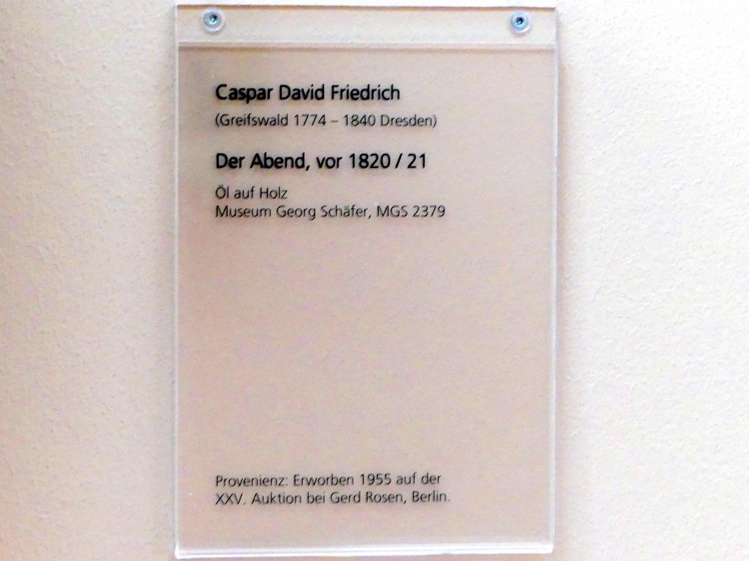 Caspar David Friedrich (1798–1836), Der Abend, Schweinfurt, Museum Georg Schäfer, Saal 14, vor 1820, Bild 2/2