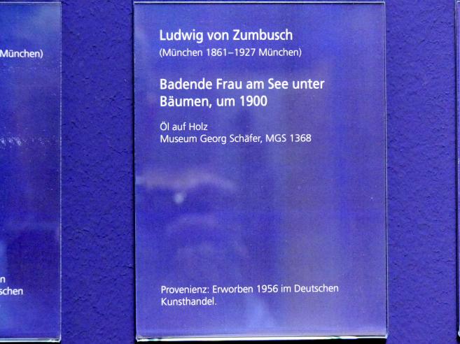 Ludwig von Zumbusch (1900), Badende Frau am See unter Bäumen, Schweinfurt, Museum Georg Schäfer, Saal 1, um 1900, Bild 2/2