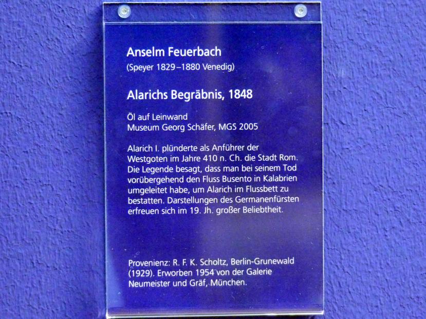 Anselm Feuerbach (1846–1878), Alarichs Begräbnis, Schweinfurt, Museum Georg Schäfer, Saal 1, 1848, Bild 2/2