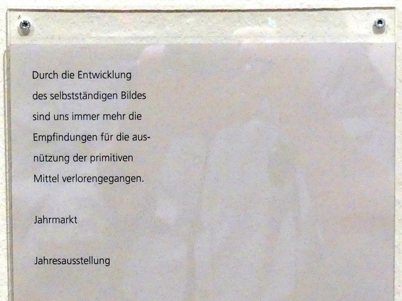 Adolf Hölzel (1880–1933), Schriftsockelblatt "Durch die Entwicklung...", Schweinfurt, Museum Georg Schäfer, Ausstellung Adolf Hölzel vom 03.02.-01.05.2019, Saal 3, Undatiert, Bild 4/4