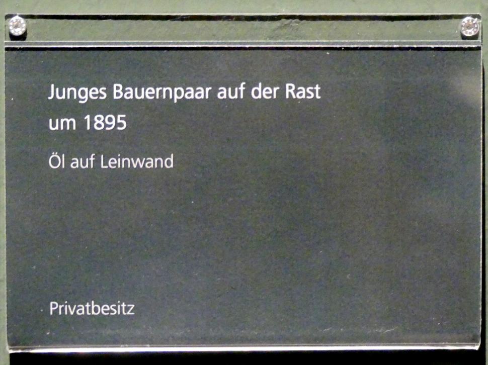 Adolf Hölzel (1880–1933), Junges Bauernpaar auf der Rast, Schweinfurt, Museum Georg Schäfer, Ausstellung Adolf Hölzel vom 03.02.-01.05.2019, Saal 5, um 1895, Bild 2/2