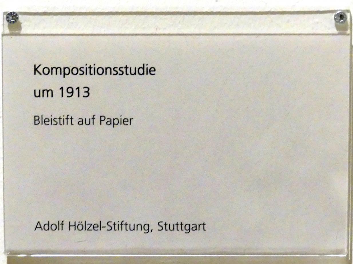 Adolf Hölzel (1880–1933), Kompositionsstudie, Schweinfurt, Museum Georg Schäfer, Ausstellung Adolf Hölzel vom 03.02.-01.05.2019, Saal 6, um 1913, Bild 3/3