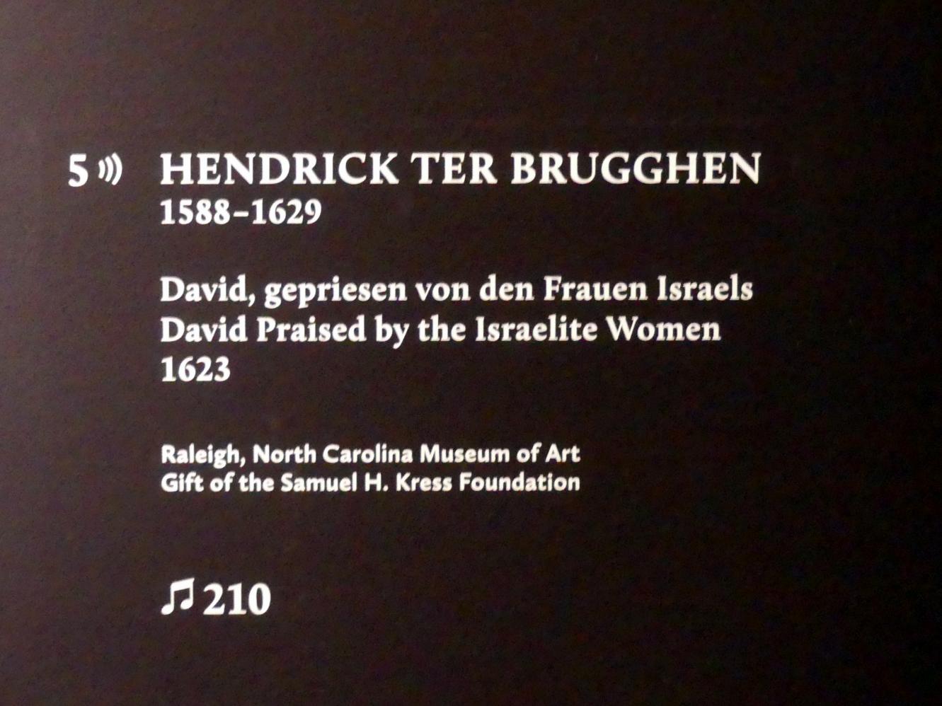 Hendrick ter Brugghen (1616–1629), David, gepriesen von den Frauen Israels, München, Alte Pinakothek, Ausstellung "Utrecht, Caravaggio und Europa" vom 17.04.-21.07.2019, Helden: David und Goliath, 1623, Bild 2/2