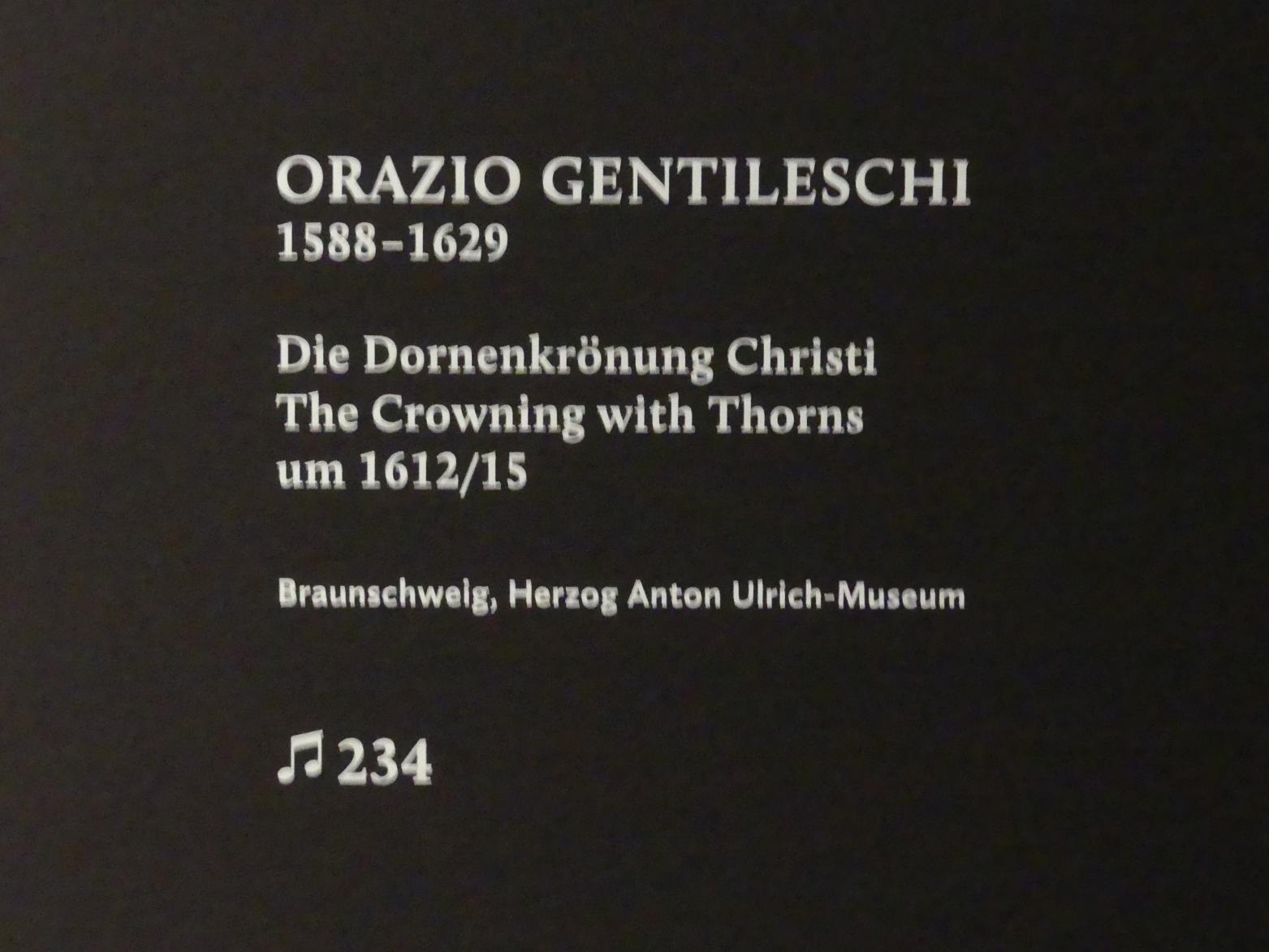 Orazio Gentileschi (1606–1632), Die Dornenkrönung Christi, München, Alte Pinakothek, Ausstellung "Utrecht, Caravaggio und Europa" vom 17.04.-21.07.2019, Christus: Dornenkrönung Christi, um 1612–1615, Bild 2/2