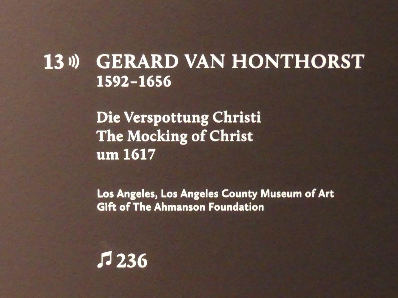 Gerrit van Honthorst (Gerard van Honthorst) (1616–1655), Die Verspottung Christi, München, Alte Pinakothek, Ausstellung "Utrecht, Caravaggio und Europa" vom 17.04.-21.07.2019, Christus: Verspottung Christi, um 1617, Bild 2/2
