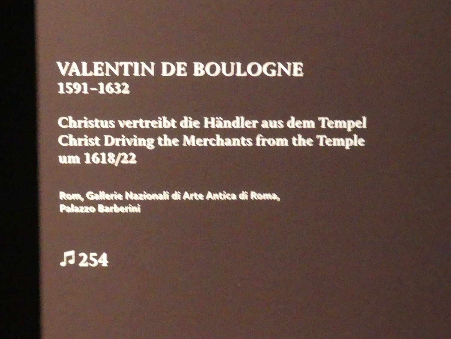 Valentin de Boulogne (1614–1631), Christus vertreibt die Händler aus dem Tempel, München, Alte Pinakothek, Ausstellung "Utrecht, Caravaggio und Europa" vom 17.04.-21.07.2019, Sünder: Vertreibung der Geldwechsler, um 1618–1622, Bild 2/2