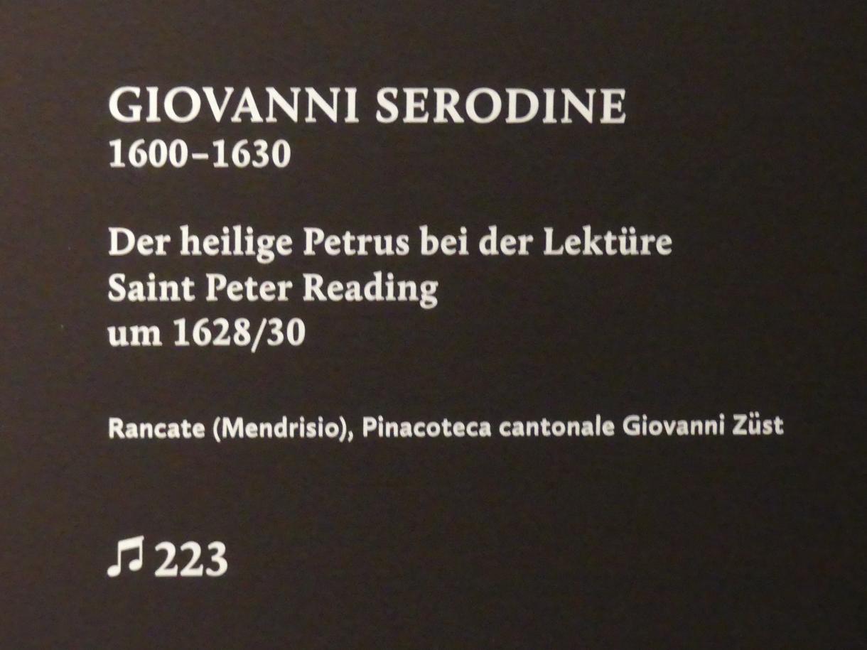 Giovanni Serodine (1622–1629), Der heilige Petrus bei der Lektüre, München, Alte Pinakothek, Ausstellung "Utrecht, Caravaggio und Europa" vom 17.04.-21.07.2019, Heilige, um 1628–1630, Bild 2/2