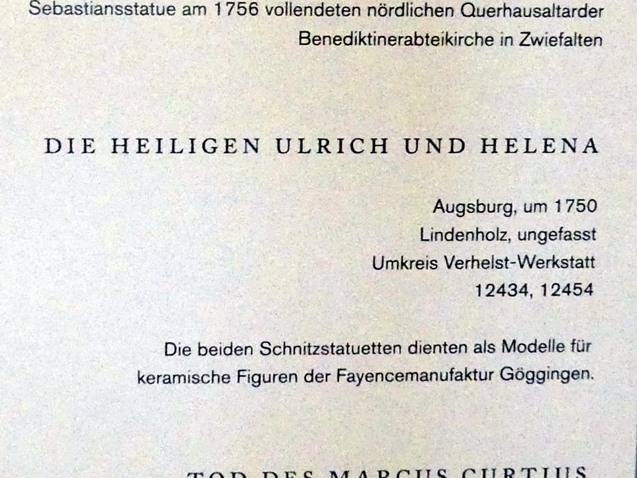 Die hll. Ulrich und Helena, Augsburg, Maximilianmuseum, Barockbildhauer in Schwaben und Augsburg, um 1750, Bild 2/2