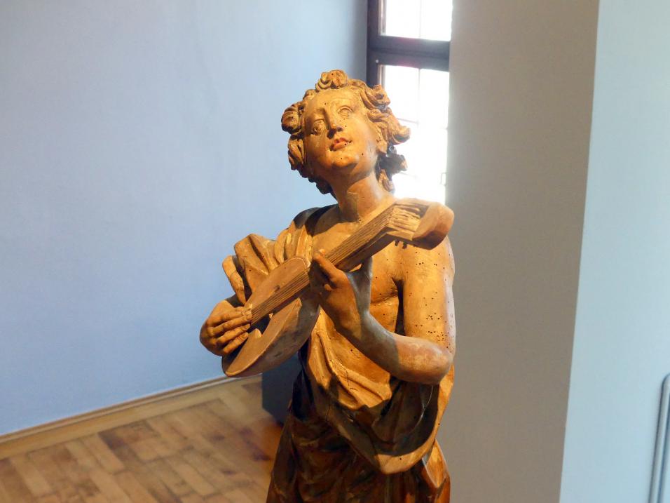 Lorenz Luidl (1680–1710), Laute schlagender Engel, Augsburg, Maximilianmuseum, Barockbildhauer in Schwaben und Augsburg, um 1690, Bild 3/4