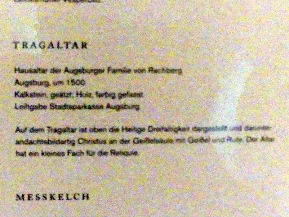 Tragaltar, Augsburg, Maximilianmuseum, Sakrale Bildwerke aus Augsburg, um 1500, Bild 2/2