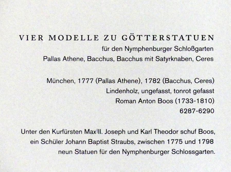Roman Anton Boos (1767–1790), Vier Modelle zu Götterstatuen, München, Schloss Nymphenburg, jetzt Augsburg, Maximilianmuseum, Sammlung Röhrer, 1777–1782, Bild 6/6