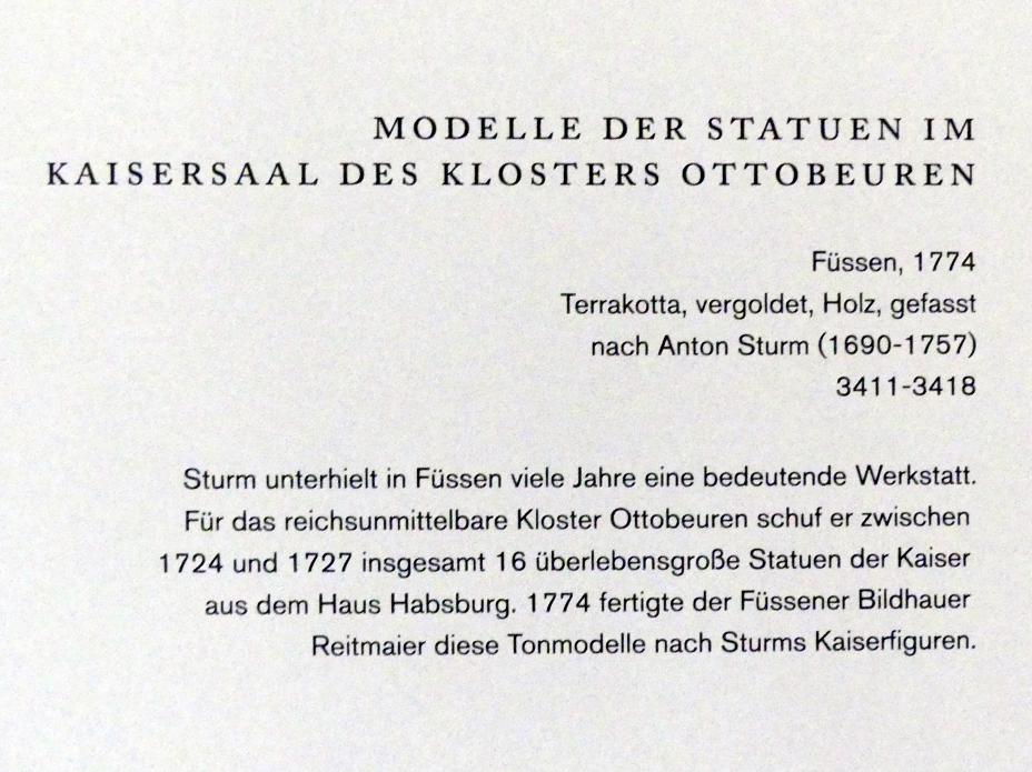 Reitmaier, Füssener Bildhauer (1774), Modelle der Statuen im Kaisersaal des Klosters Ottobeuren, Augsburg, Maximilianmuseum, Sammlung Röhrer, 1774, Bild 7/7