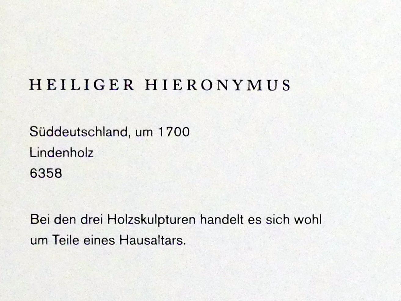 Heiliger Hieronymus, Augsburg, Maximilianmuseum, Sammlung Röhrer, um 1700, Bild 2/2
