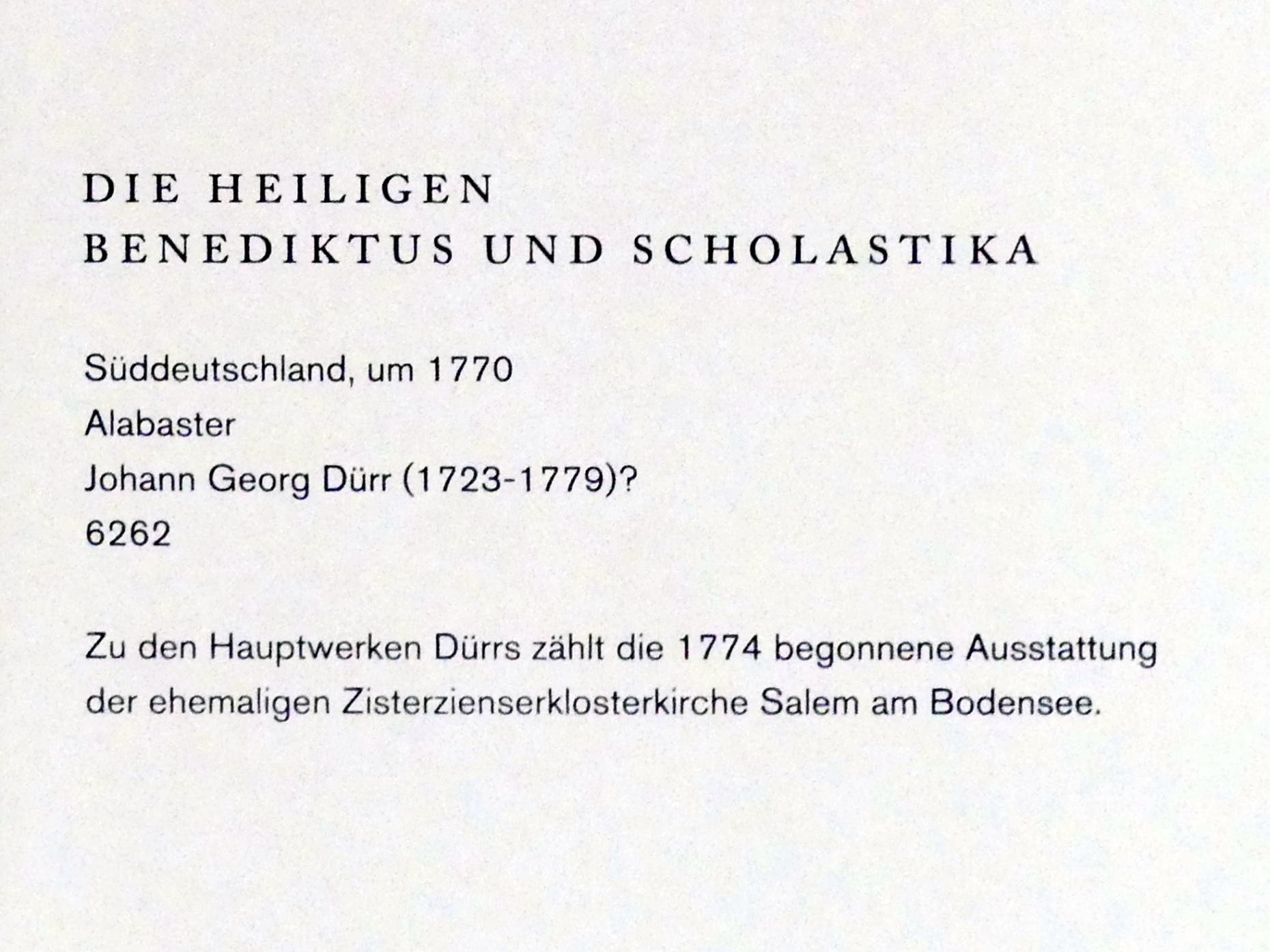 Johann Georg Dirr (1760–1775), Die Heiligen Benediktus und Scholastika, Augsburg, Maximilianmuseum, Sammlung Röhrer, um 1770, Bild 2/2