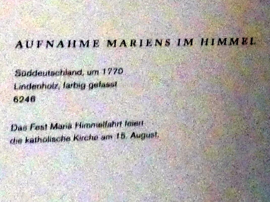 Aufnahme Mariens im Himmel, Augsburg, Maximilianmuseum, Sammlung Röhrer, um 1770, Bild 2/2