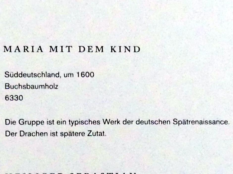 Maria mit dem Kind, Augsburg, Maximilianmuseum, Sammlung Röhrer, um 1600, Bild 3/3